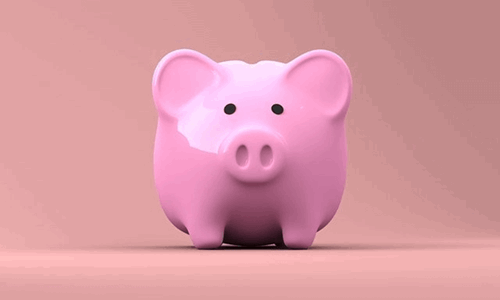 A pink piggy bank